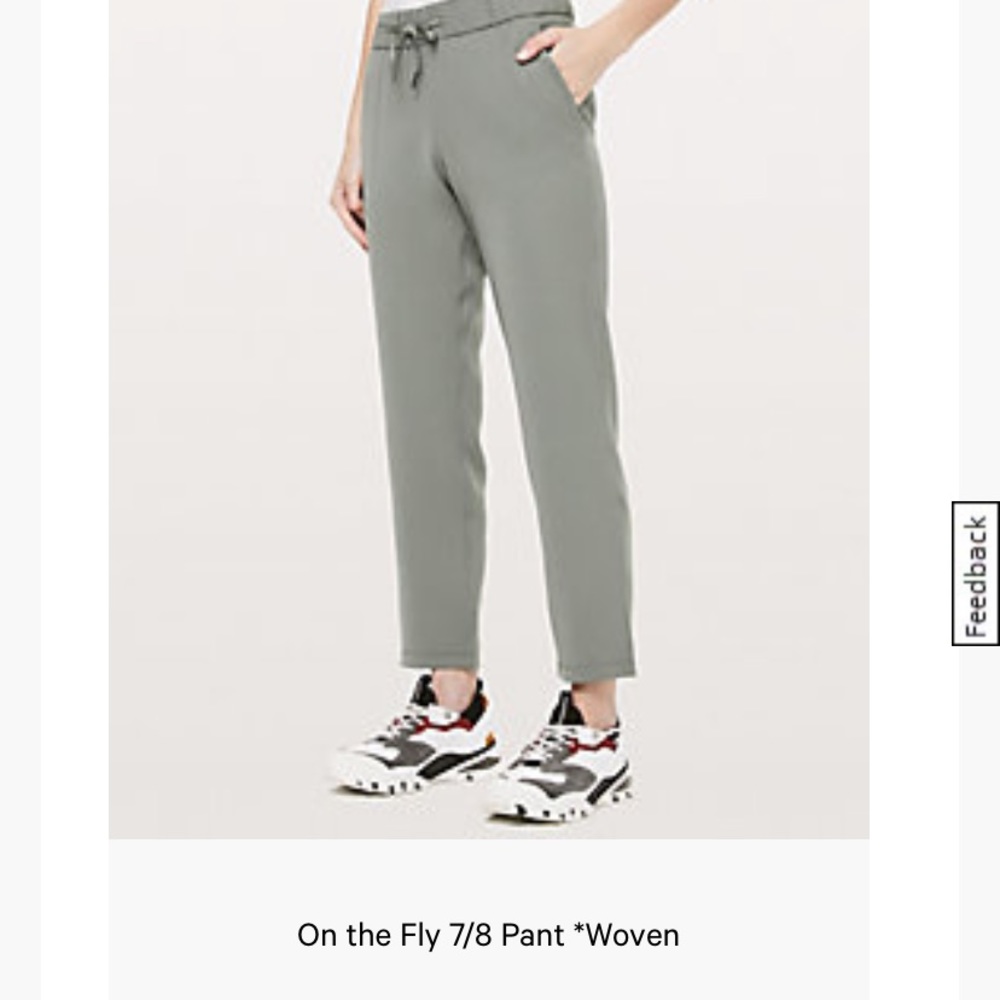 Lululemon on the fly 7/8 pants in sage/gray size 6